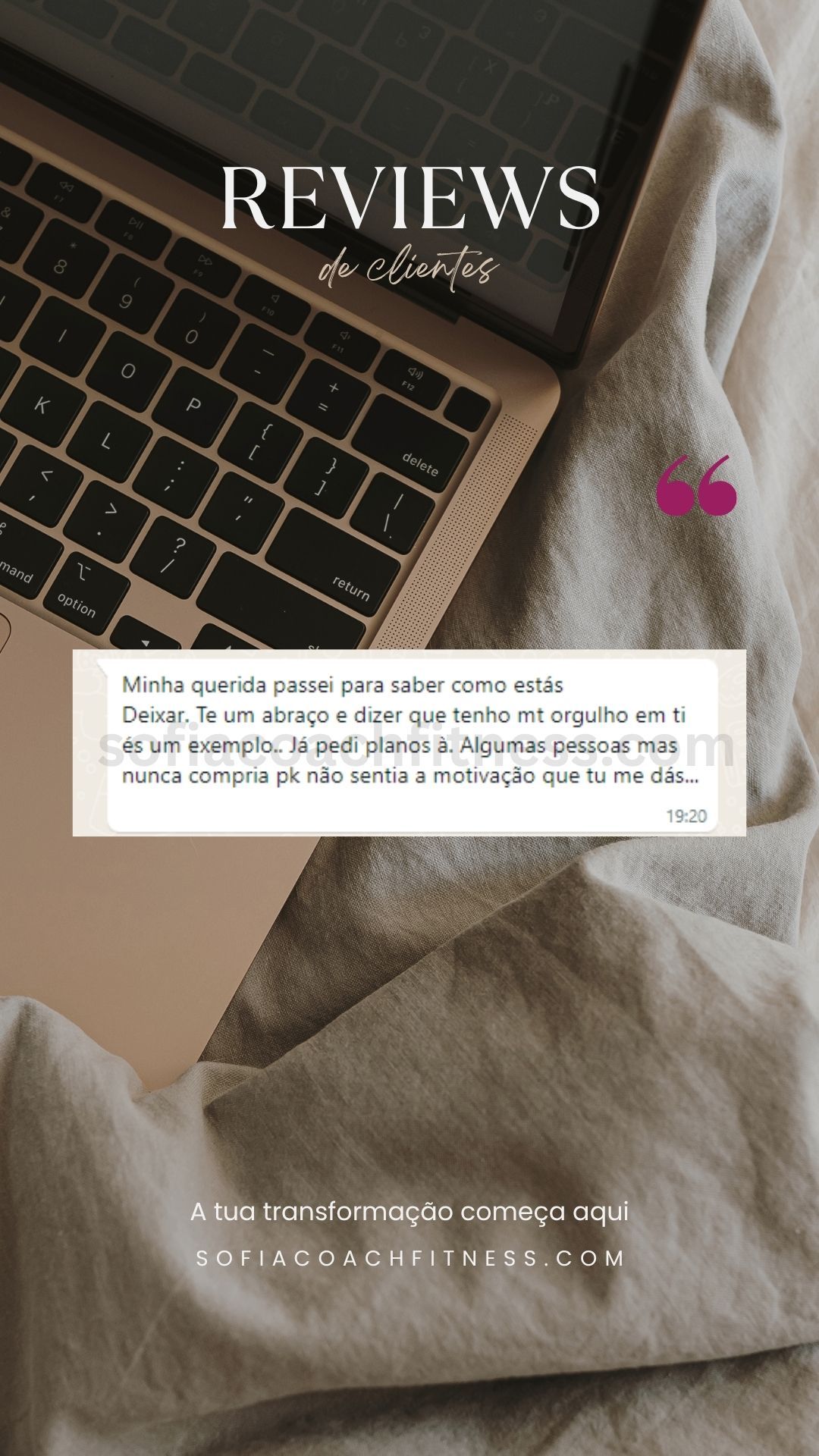 Testemunho de cliente com corpo mais definido através de coaching online